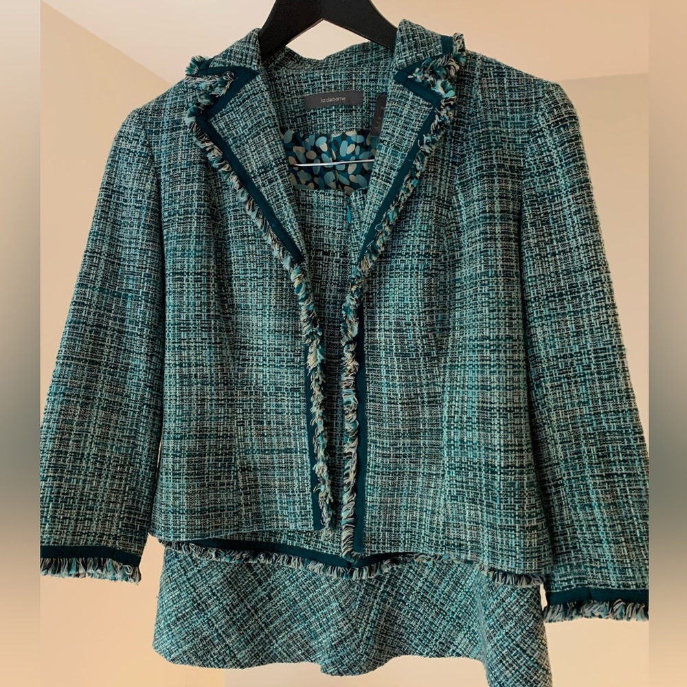 Liz Claiborne blue black and white tweed 2 piece set